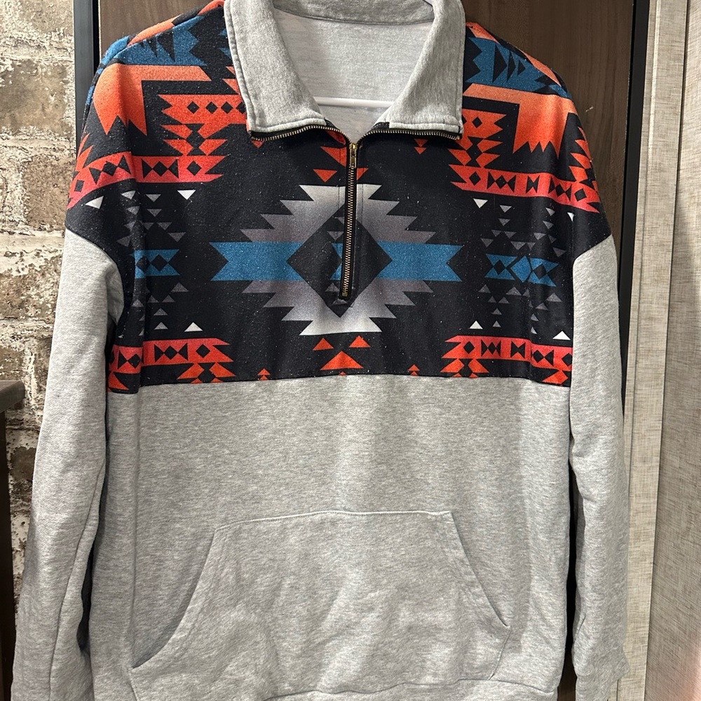 Aztec Print Quarter-Zip Sweatshirt